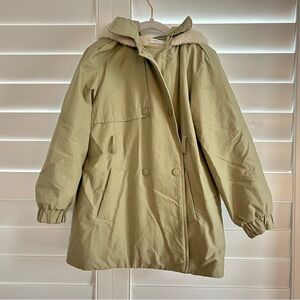 MNG Fur Lined Waterproof Hooded Jacket Olive Green Size 7
